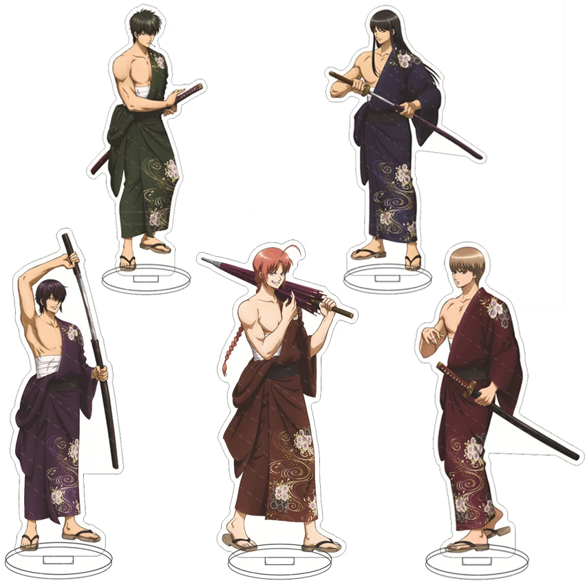 16CM Anime Acryl-Ständer Gin Tama Sakata Gintoki Shimura Shinpachi Kagura Okita Sougo Shimura Tae Cosplay-Figur Ornamente Geschenke