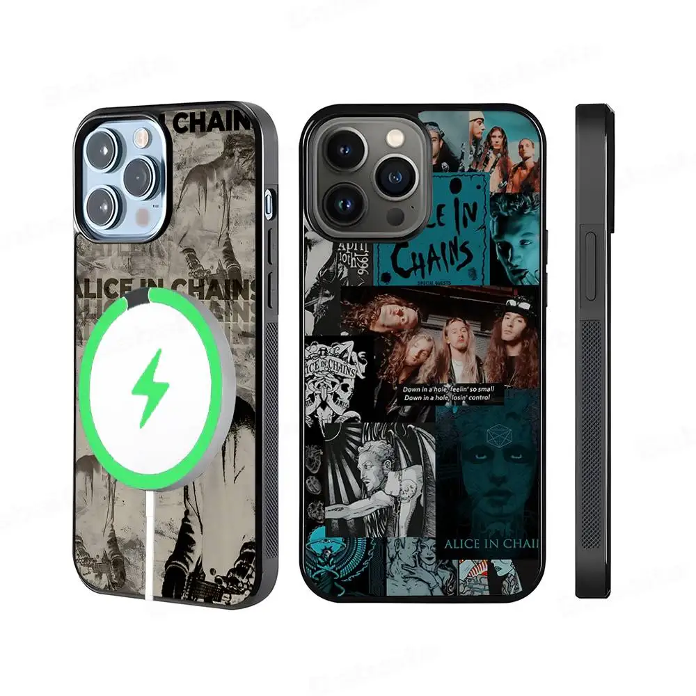 

Band A-Alice In Chains For Magsafe Magnetic Phone Case For IPhone 17 16 15 14 13 12 11 Plus Pro Max PC+TPU Cover