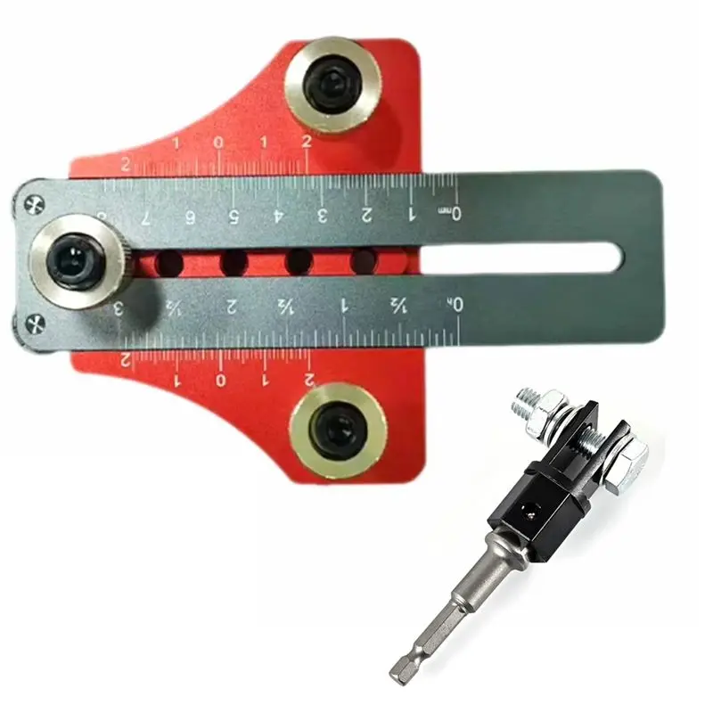 2-In-1 Aluminum Alloy Jig Drilling Guide Locator For Cabinet Door And Rebounder Mounting Woodworking Pocket Doweling Jig-AT64