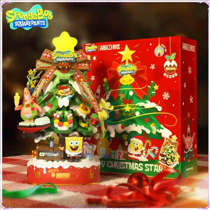

Губка Боб Рождественская елка Собранные строительные блоки Музыкальная шкатулка Мультяшная модель игрушки Коллекция украшений Рождественские праздничные подарки