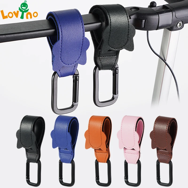 1/2PCS PU Leather Baby Bag Stroller Hook Pram Rotate 360 Degree Rotatable Cart Organizer Cute Pram Hook Stroller Accessories