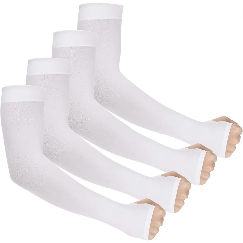 

4 Pairs Ice Silk Arm Guard Sleeve with Thumb Hole Protective Sleeve Sun UV Protection Long Arm Cover For Running Fishing Cycling