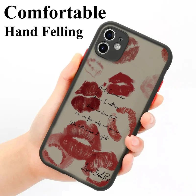 Sexy Girl Red Lips Hard Matte Case for iPhone 14 15 Pro Max Cases iPhon 13 11 12 Pro XR X XS Max 7 8 Plus SE2 Soft Bumper Cover