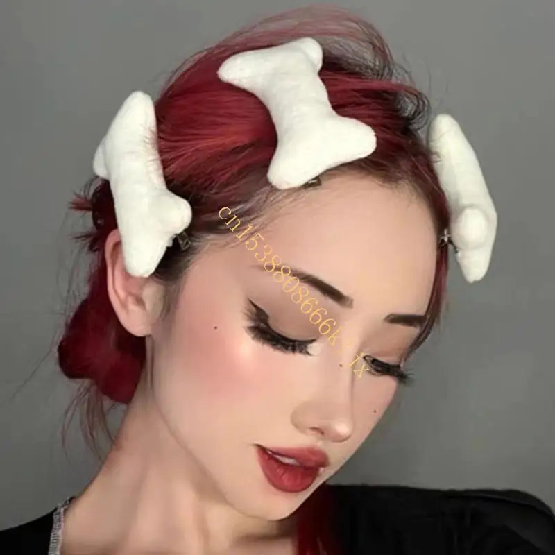 Clips cheveux en os chien épingles cheveux en os en peluche accessoires cosplay pour les femmes filles 066c
