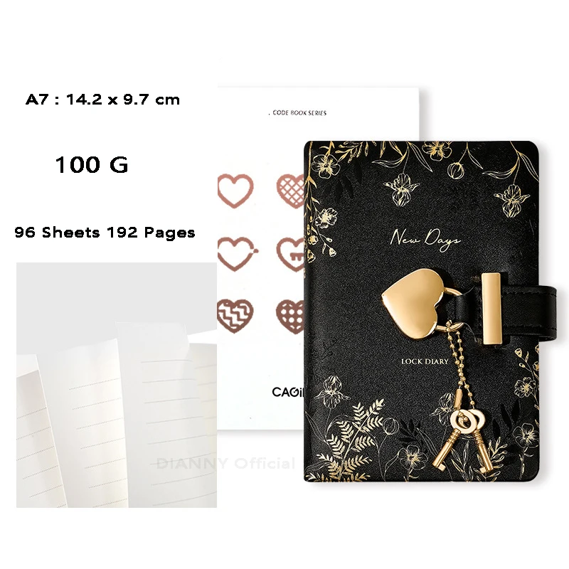 Retro Diary with Padlock Notebook and Journal A7 Sketchobook Lock Notepad Small Pocket Agenda School Planner Organizer Note Book