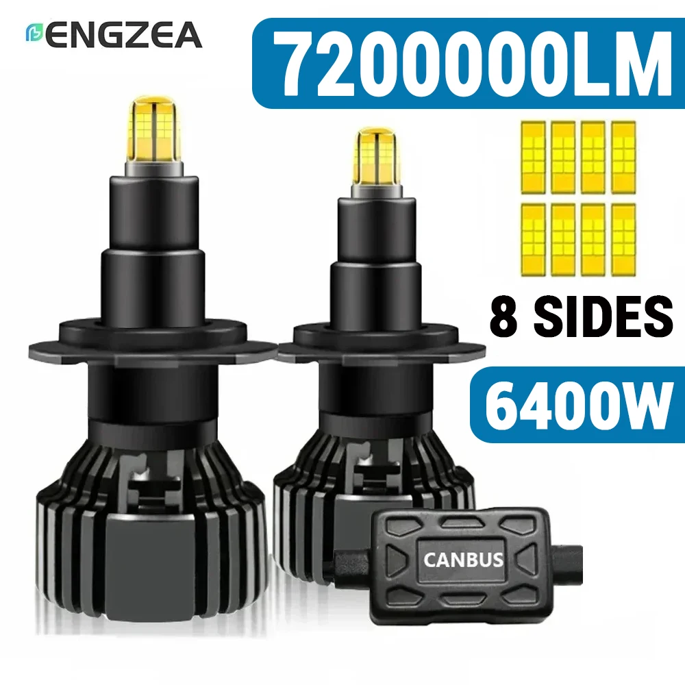 

ENGZEA H7 LED H4 H11 7200000LM 6400W Headlight Bulb Canbus Car LED H8 HB4 HB3 9005 9006 D1S D2S H1 LED lamp Fog lights 6000K 12V