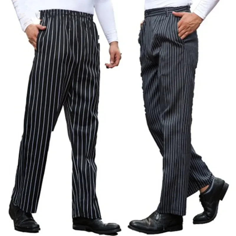 Newest style Chef pants autumn and winter chefs zebra trousers overalls striped trousers plaid trousers the kitchen men 6 kinds