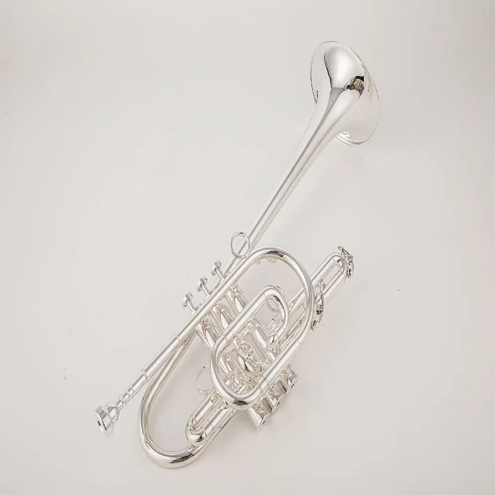 1PECS trompeta JYTR-E170 aniversario cuerpo de latón tubo de trompeta plateado instrumento plano instrumento musical de latón con estuche