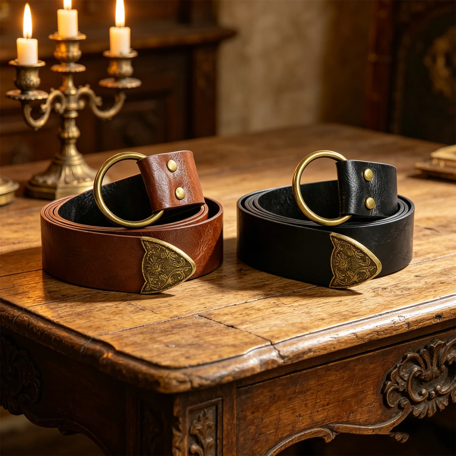 Retro PU belt buckle with keychain hook - compatible with keychain belt buckle, durable waist accessory