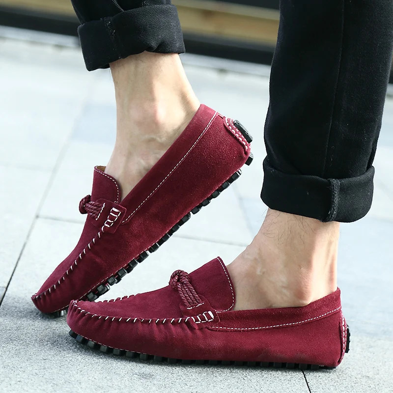 

Loafer Men Shoes slip on Fashion Tassel One-step Summer Casual Daily Office Shoes Men Cow suede leather High quality moccasins