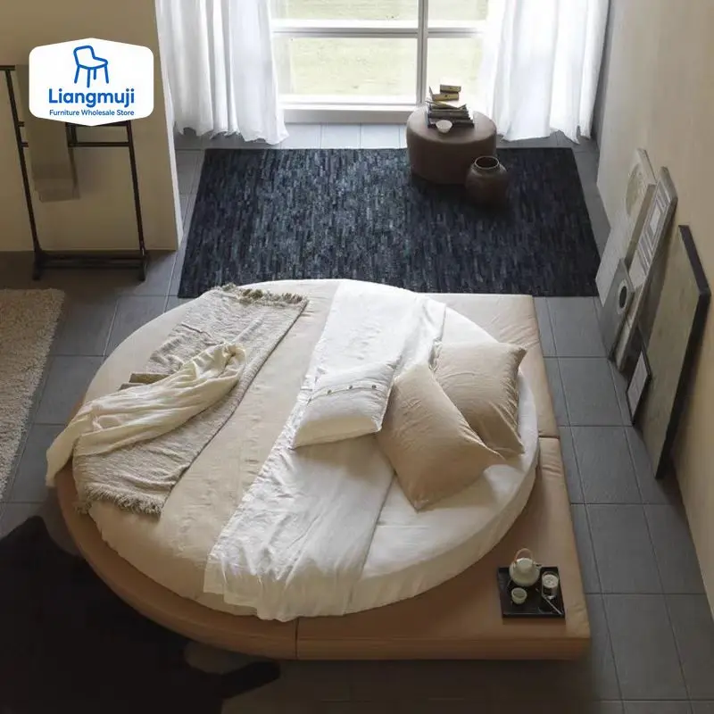 سرير مستدير مصمم فريد من نوعه بحجم كينغ مزدوج وخفيف الوزن سرير زفاف فاخر عصري عالي الجودة أثاث سرير Cama De Casal