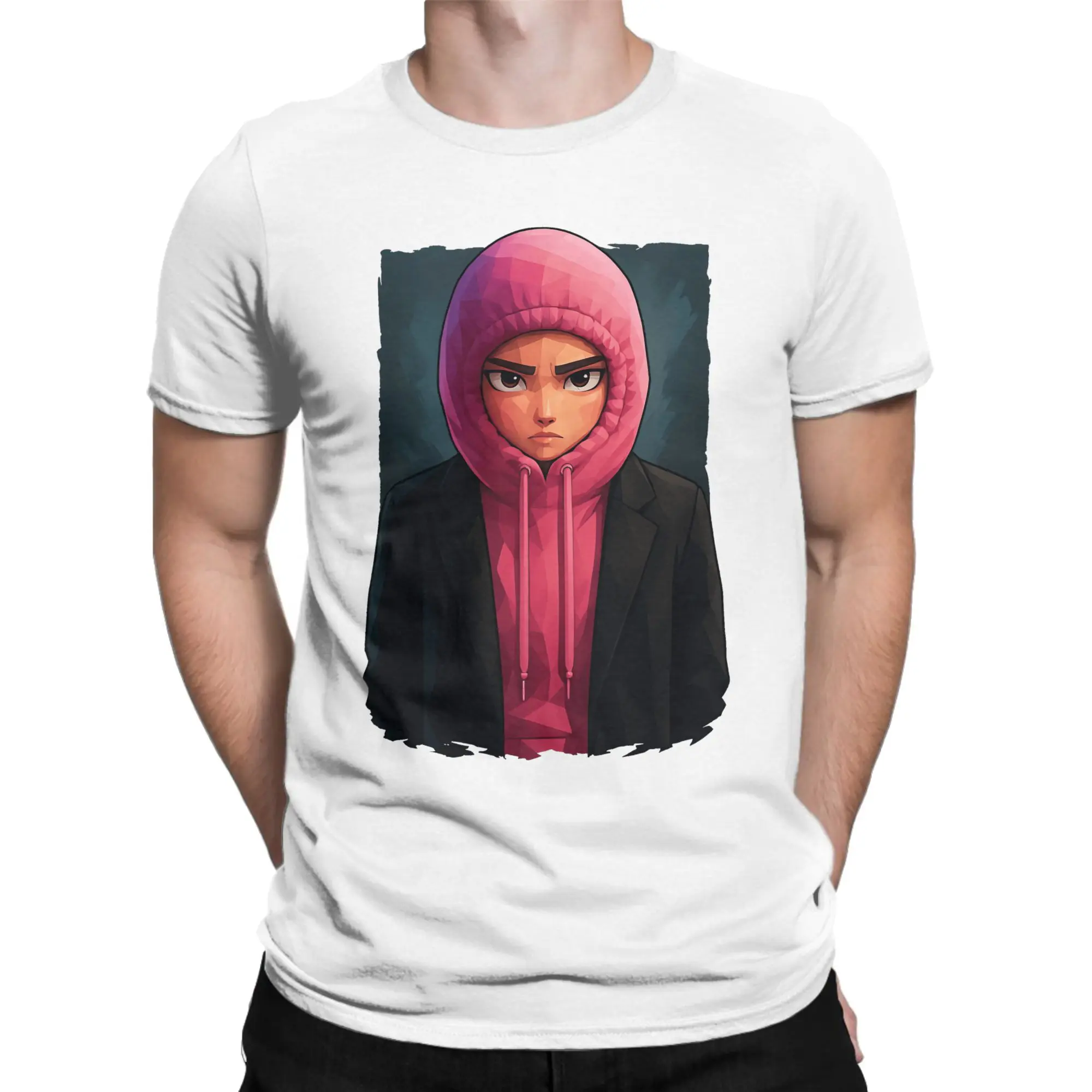 رومي الشبح الوردي هوديي K-Pop شيطان الصيادين تي شيرت الرجال القطن موضة الرجال تي شيرت س الرقبة تيز ملابس قصيرة الأكمام 5XL 6XL