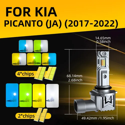 Imagen 2 del producto 2x bombillas LED de luz antiniebla delantera para coche, interruptor de doble Color Canbus sin errores para KIA PICANTO JA 2017 2018 2019 2020 2021 2022
