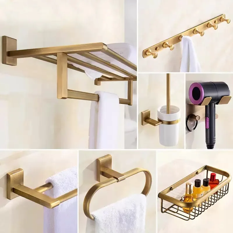 

Brass Antique Toilet Brush Bathroom Shelf Paper Holder,Towel Bar,Soap Holder,Towel Rack,Glass Shelf,TowelHook bathroom Hardware