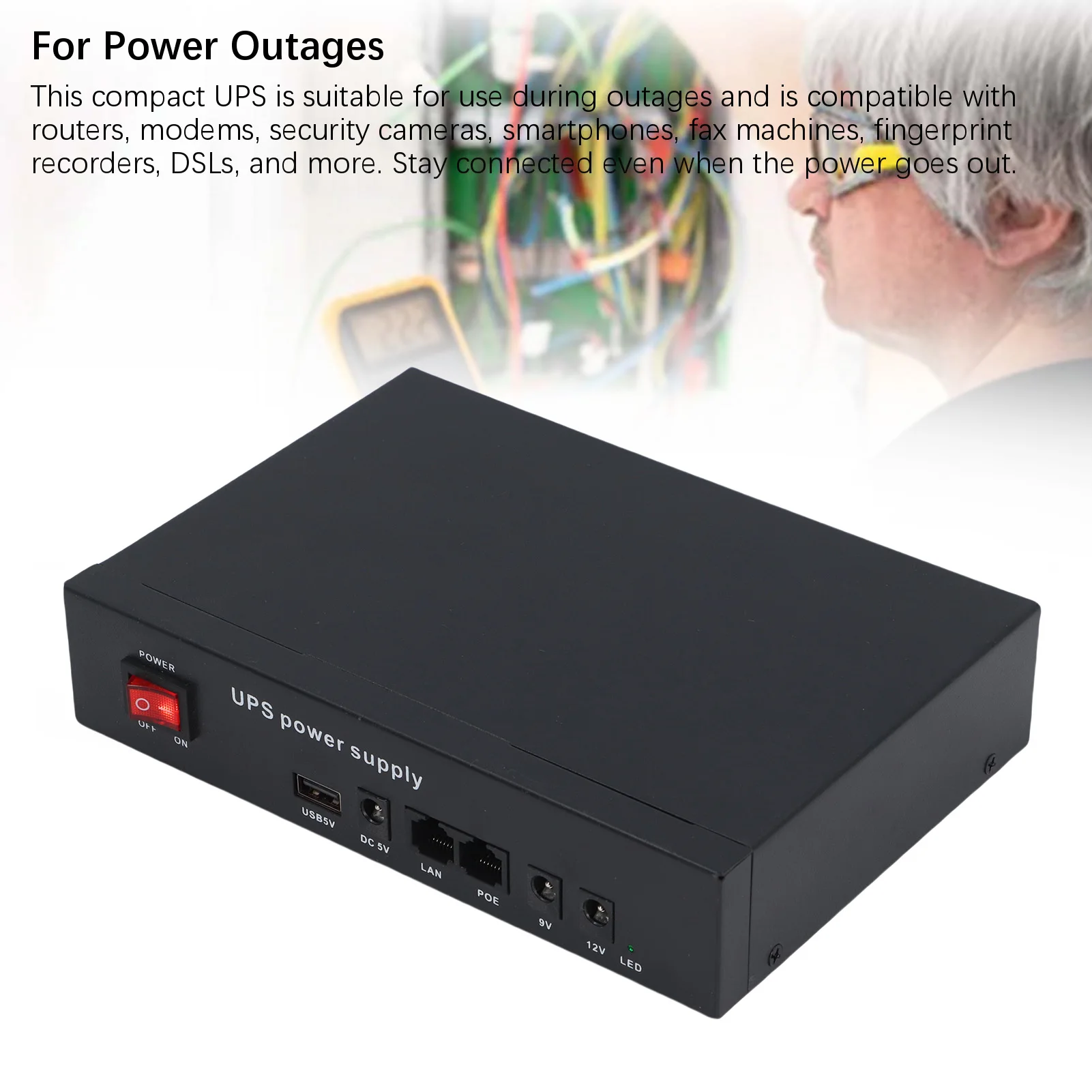 

Резервная батарея ИБП Источник питания ИБП 12000 мАч DC5V9V12V POE24V Выход Бесперебойный аккумулятор для бытовой техники