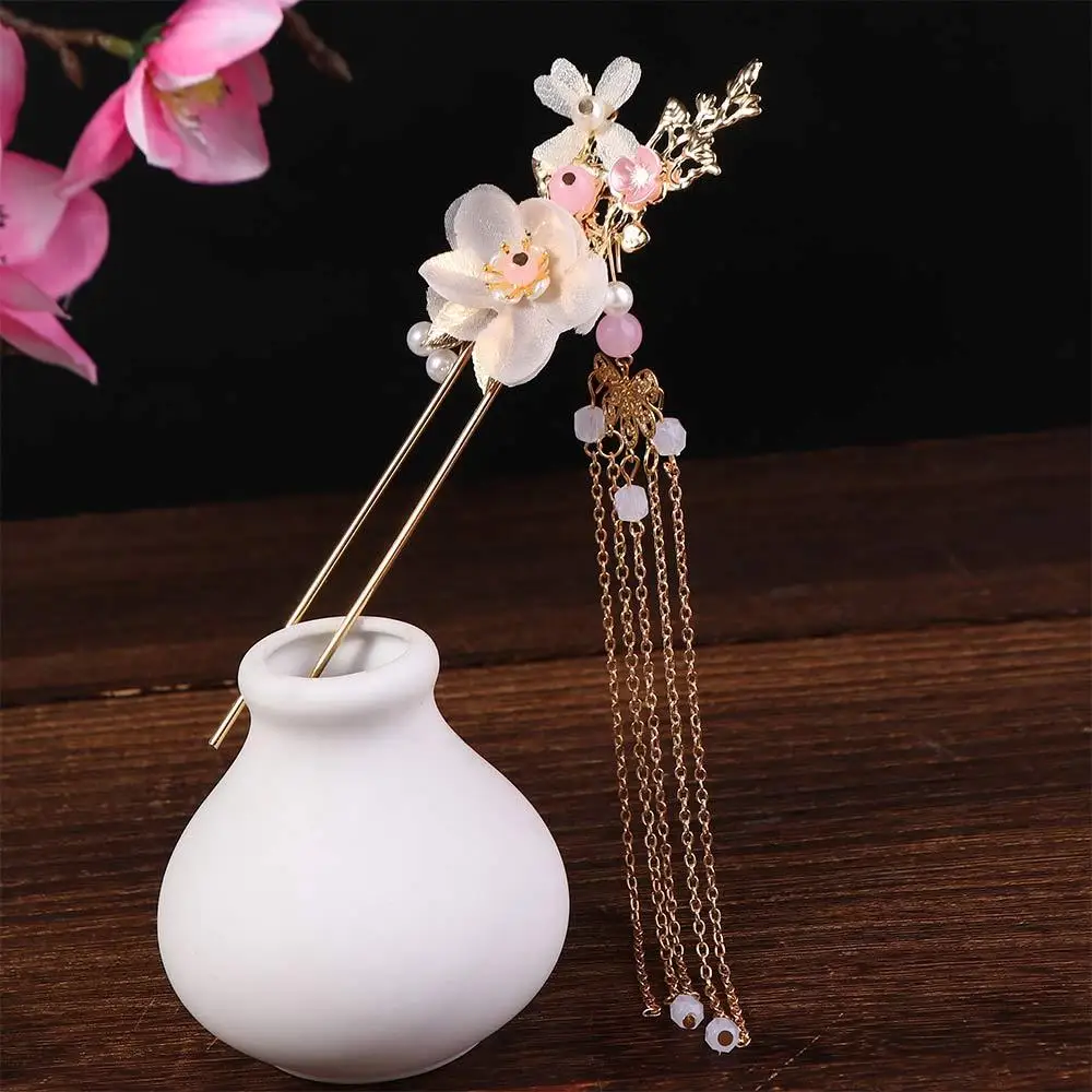 Headpiece Hair Clips Crystal Long Chinese Handmade Tassel Earrings Headwear Sets Hanfu Hair Stick Hair Comb