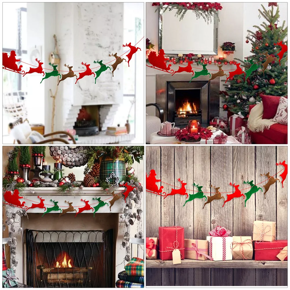 

1pc Christmas Decoration Banner Felt Hanging Ornaments For Xmas Party Home Kitchen Fireplace Staircase Decor Festive Theme