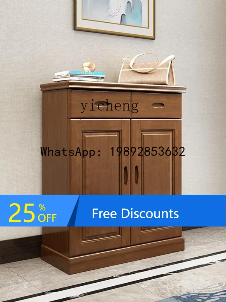 LYY Solid Wood Shoe Cabinet Home Doorway Storage Shoe Rack Locker