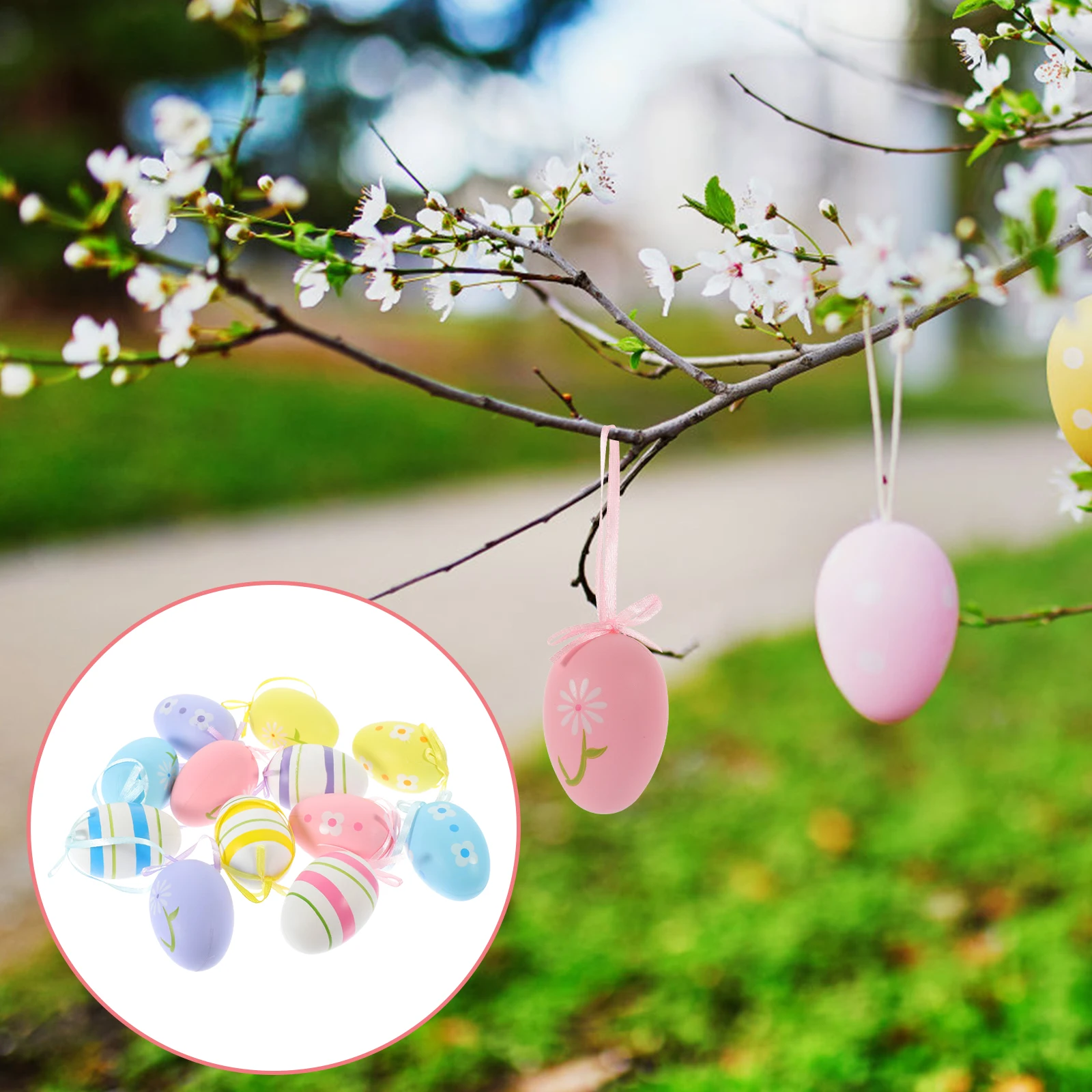 

12 Pcs Decorative Egg Ornament Ornaments Spring Hanging Decorations Eggs Indoor Reastic