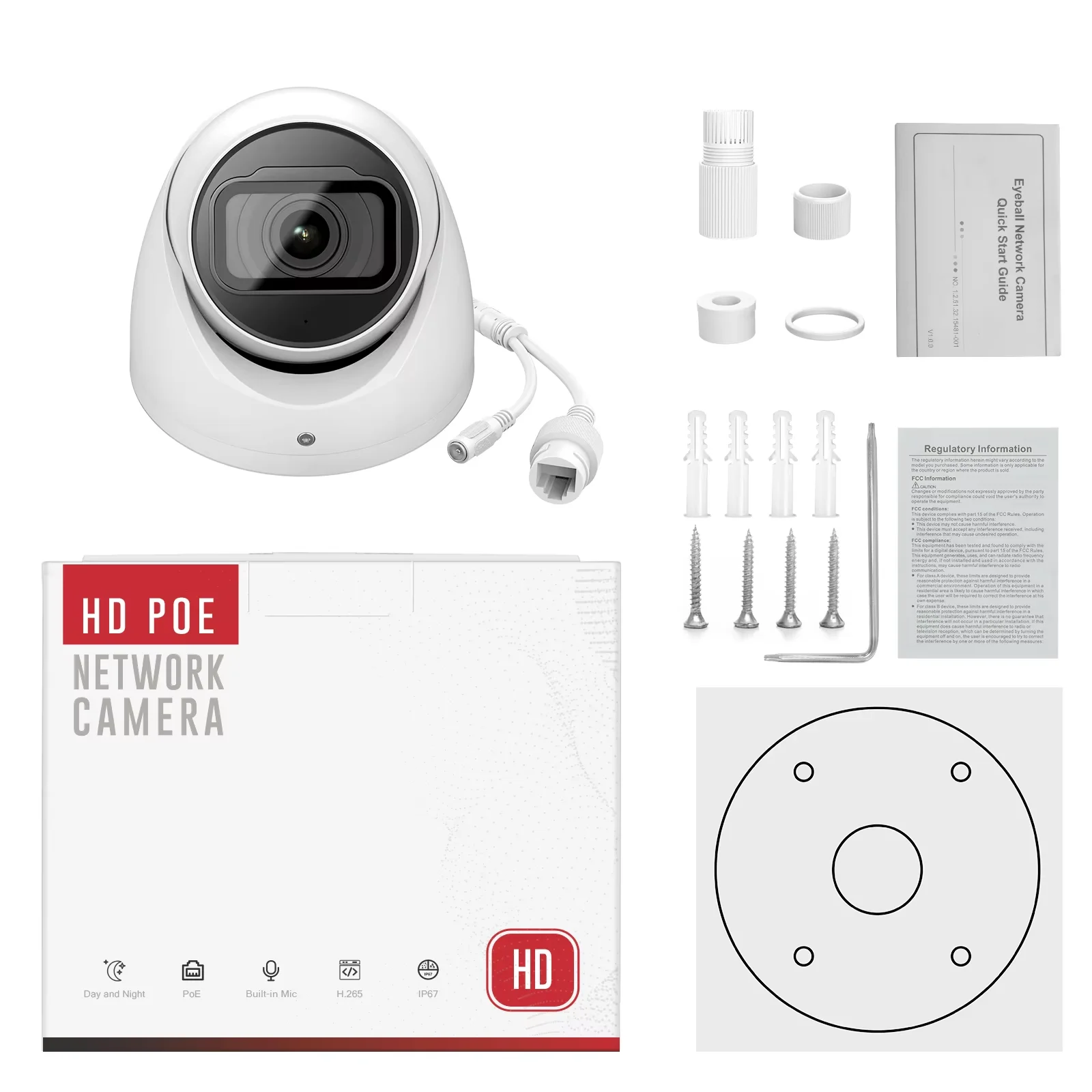 DH OEM 4MP Starlight IP Camera IR30m Mini Dome IP Camera Built-in MiC WDR Support SD Card Slot Replace IPC-HDW4433C-A view 6