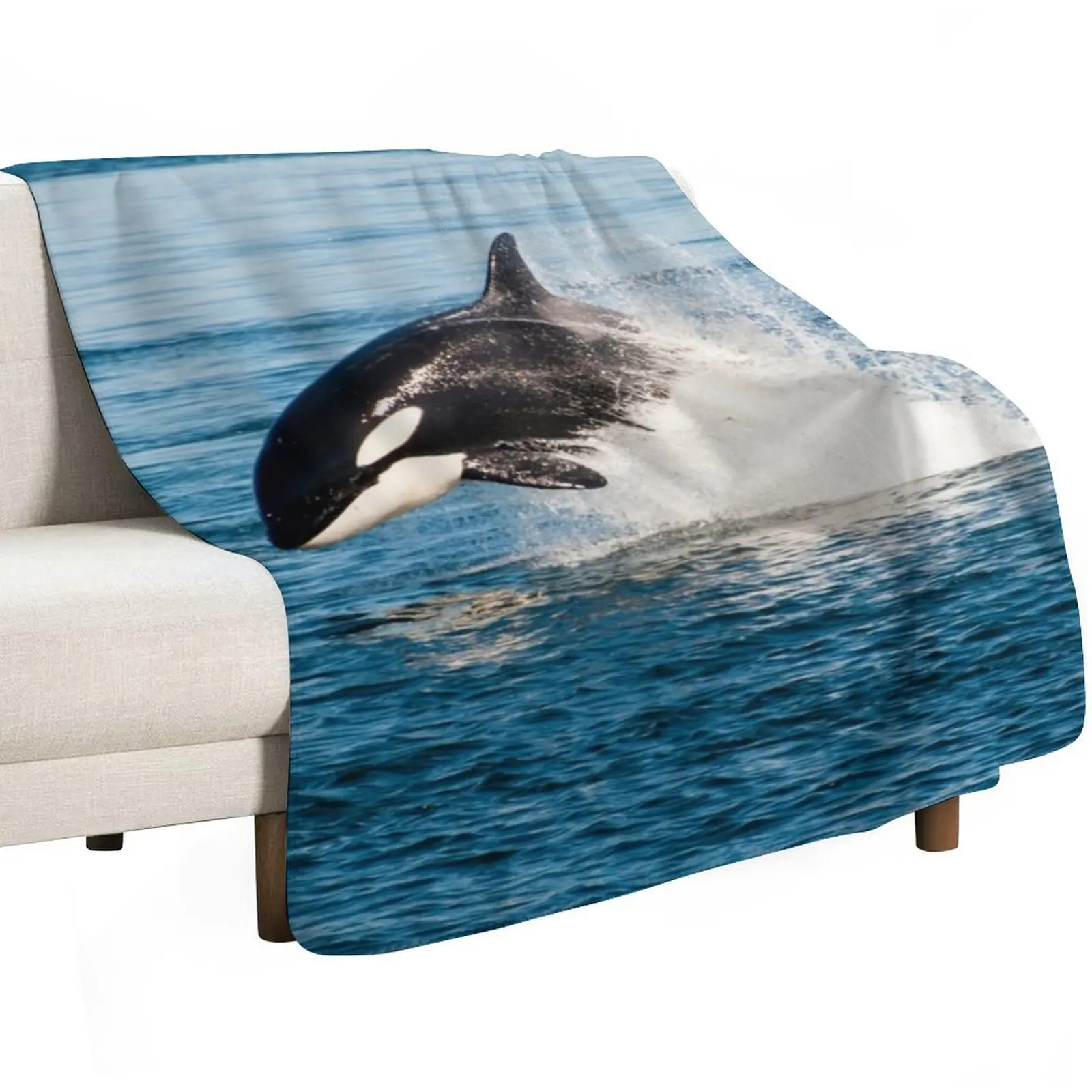 Killer whale orca jumping Throw Blanket Retros Extra Large Throw funny gift blankets ands sofa bed Luxury Throw Blankets