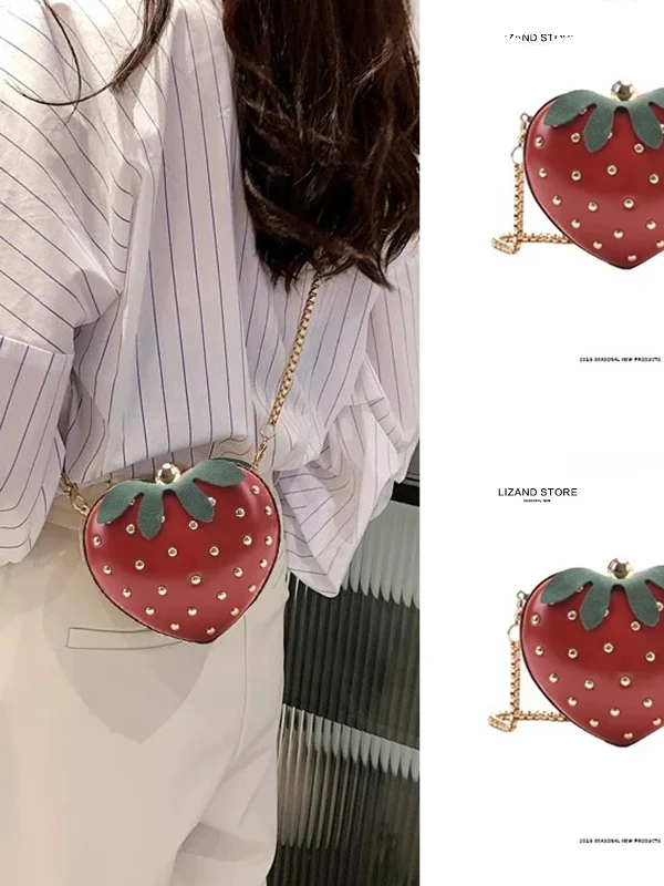 

Stberries Leather Crossbody Bag for Women Cute Chain Wallet Children's Small Purse Sweet Cool Sle Daily Use