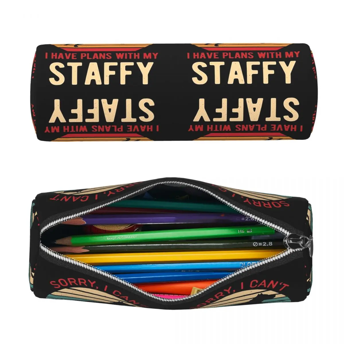 Funny Staffordshire Bull Terrier Dog Pencil Case for Boy Girl Gifts Cylinder Pen Box Pencil Bag Pen Holder