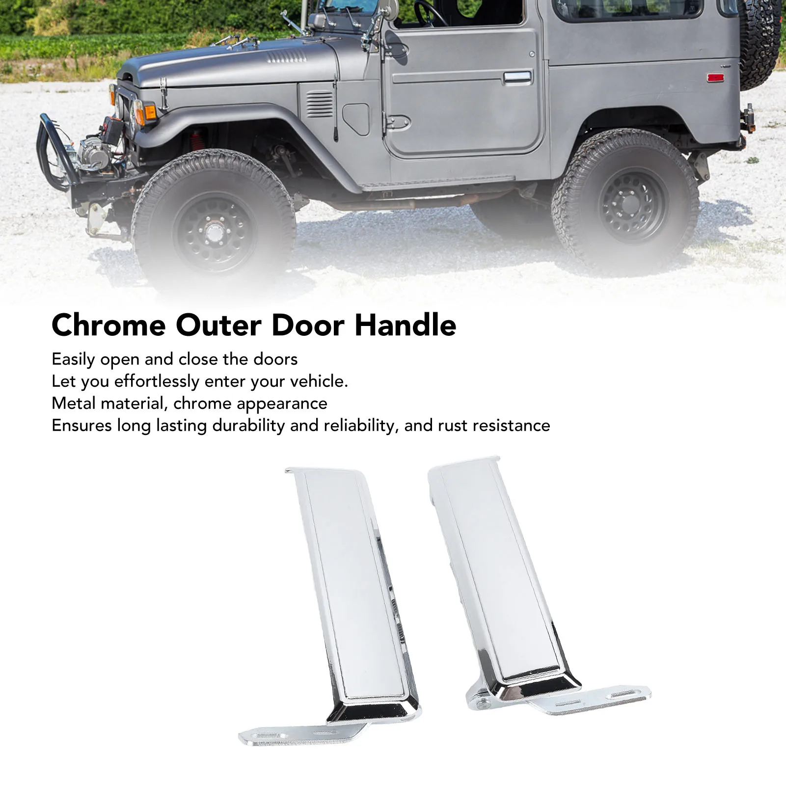 New 1 Pair Chrome Outer Door Handle Rustproof Left Right Metal Exterior Door Handle Set For Land Cruiser FJ40 BJ40 BJ42 FJ45