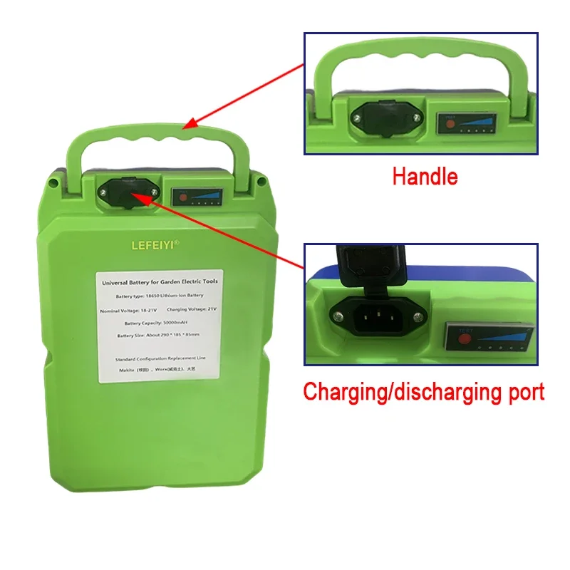 21V 50000mAh 18650 Lithium Battery Is Applicable To Electric Lawn Mower, Hedge Machine, Tea Picker, Etc