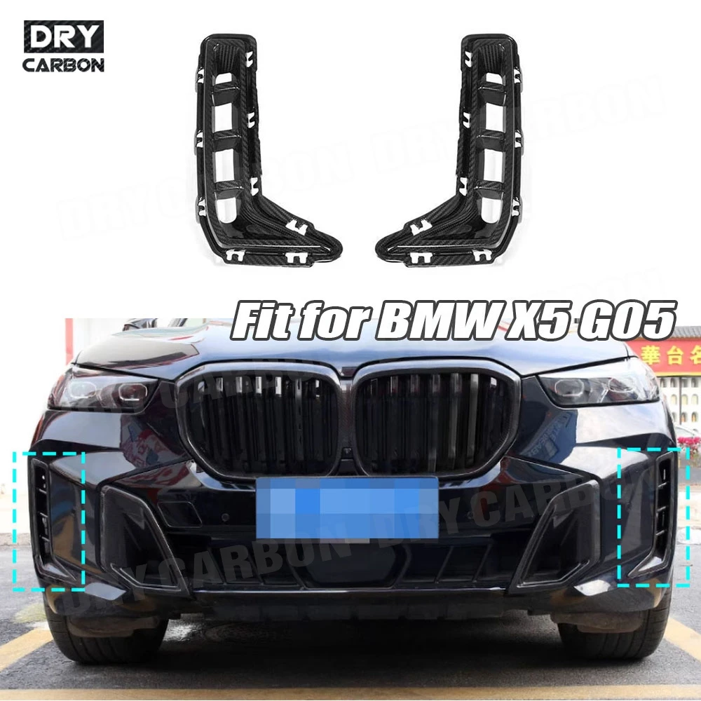 

Dry Carbon Fiber Front Bumper Fog Lamp Air Vent Trims FRP Car Body Kits Accessories for BMW X5 G05 G18 LCI M Sport 2023+