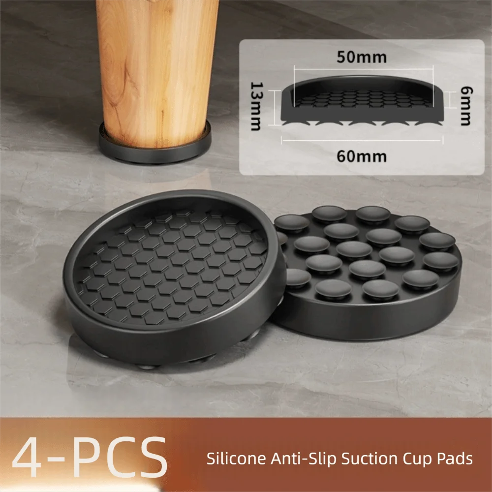 4PCS with Suction Cup Furniture Coasters Non Slip Anti Displacement Furniture Wheel Stoppers Silicone Rubber Caster Cups