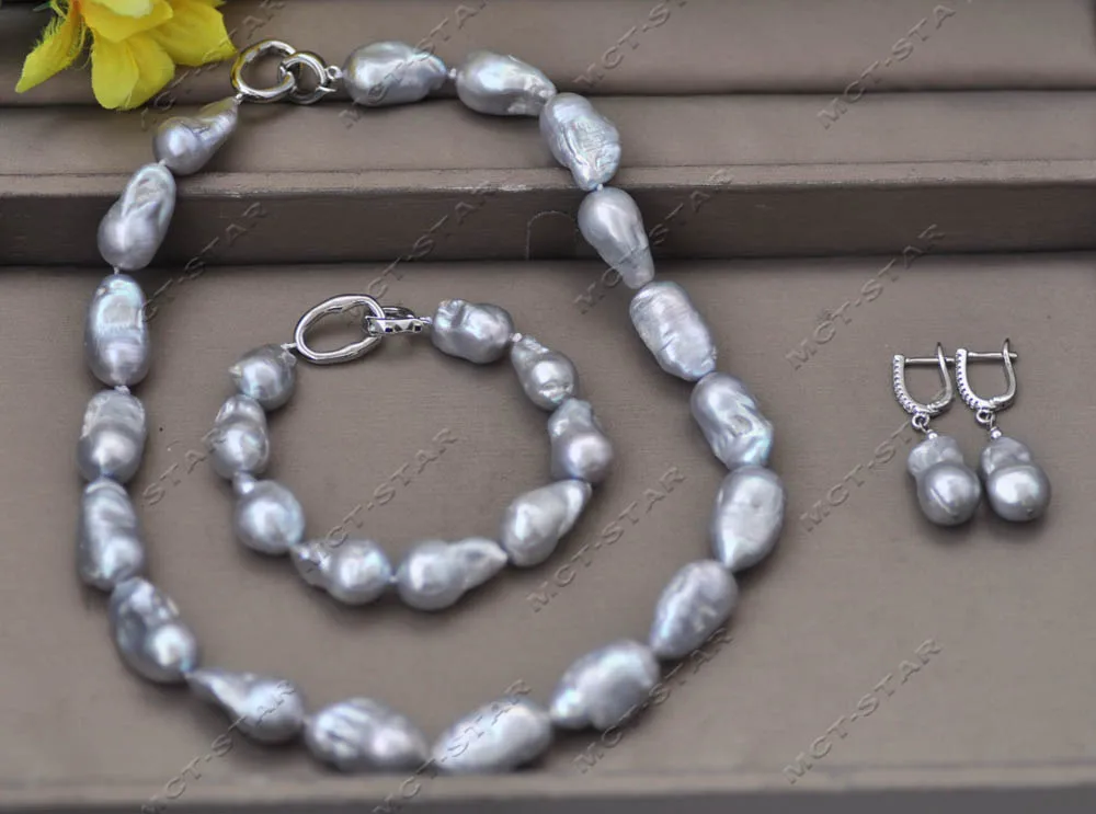 Z13240 Set grigio barocco Keshi Reborn collana di perle braccialetto orecchino gioielli personalizzati