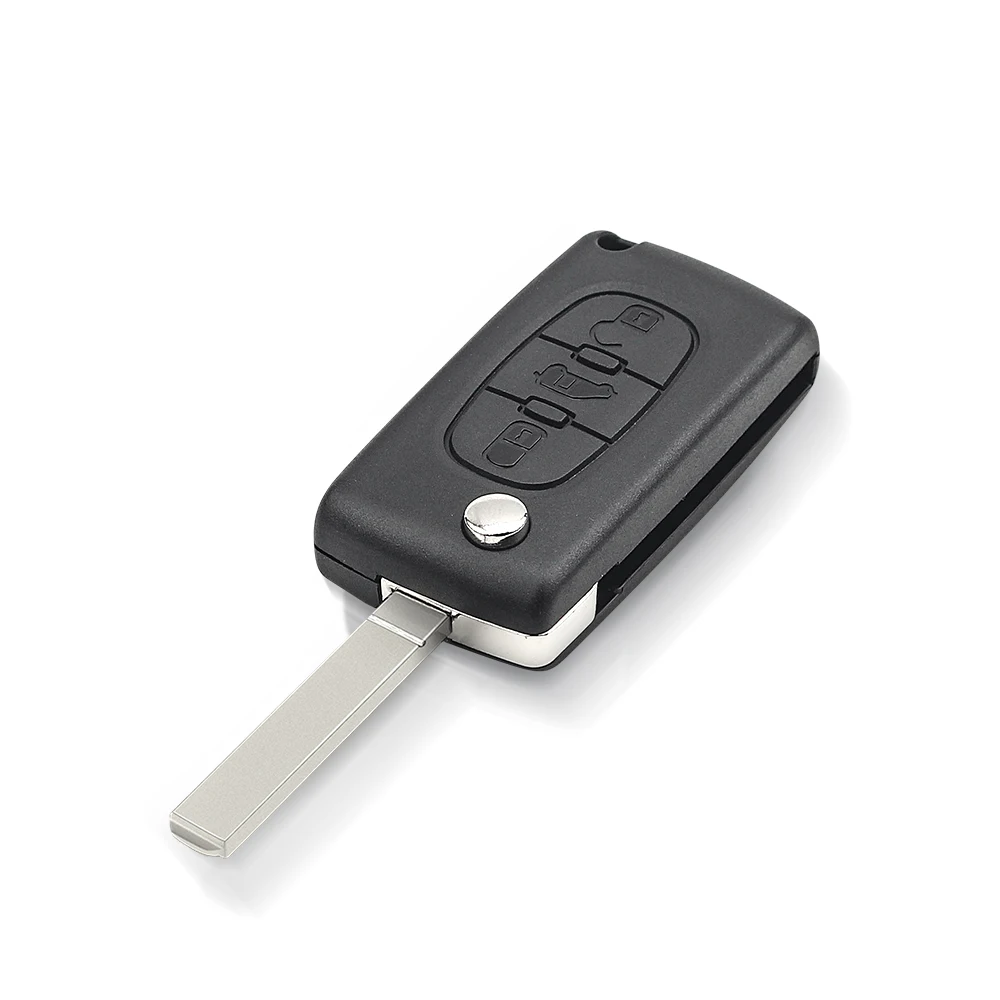 KEYYOU Flip Folding Remote Car Key Shell For Peugeot e-Expert Partner Citroen Berlingo Fiat Scudo 3 Buttons Fob Replacement Case