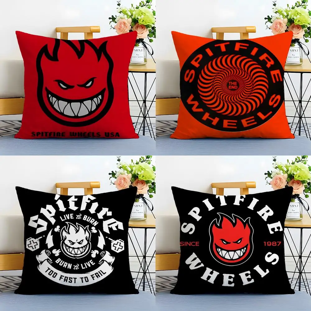 Classic Skate Brand S-Spitfire Wheels Cushion Cover Linen Pillowcase Soft  for Sofa Bed Home Room Decor