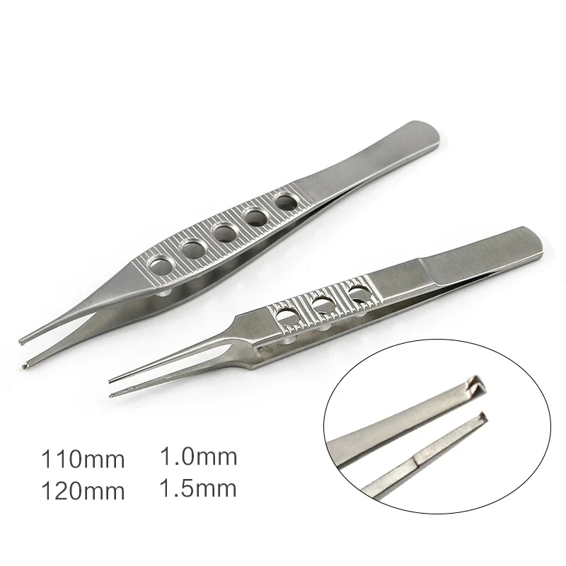 แหนบปากเล็กแบบ microinstruments แหนบพลาสติกอุปกรณ์เครื่องสำอางแหนบแบบมีฟันสแตนเลสสองชั้น