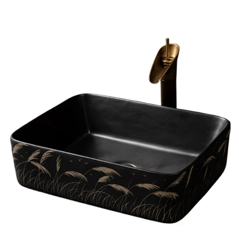 

On-stage basin, wash basin, ceramic art retro wash basin, household size, size,outdoor washbasin, courtyard.