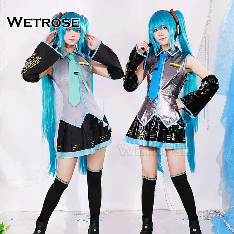 【Wetrose】متوفر في المخزون أزياء Miku التأثيرية V2 01 الكلاسيكية أنثى ذكر Fanart Vocaloid فستان أنيمي Kawaii جلدية اللاتكس شعر مستعار مجموعة كاملة