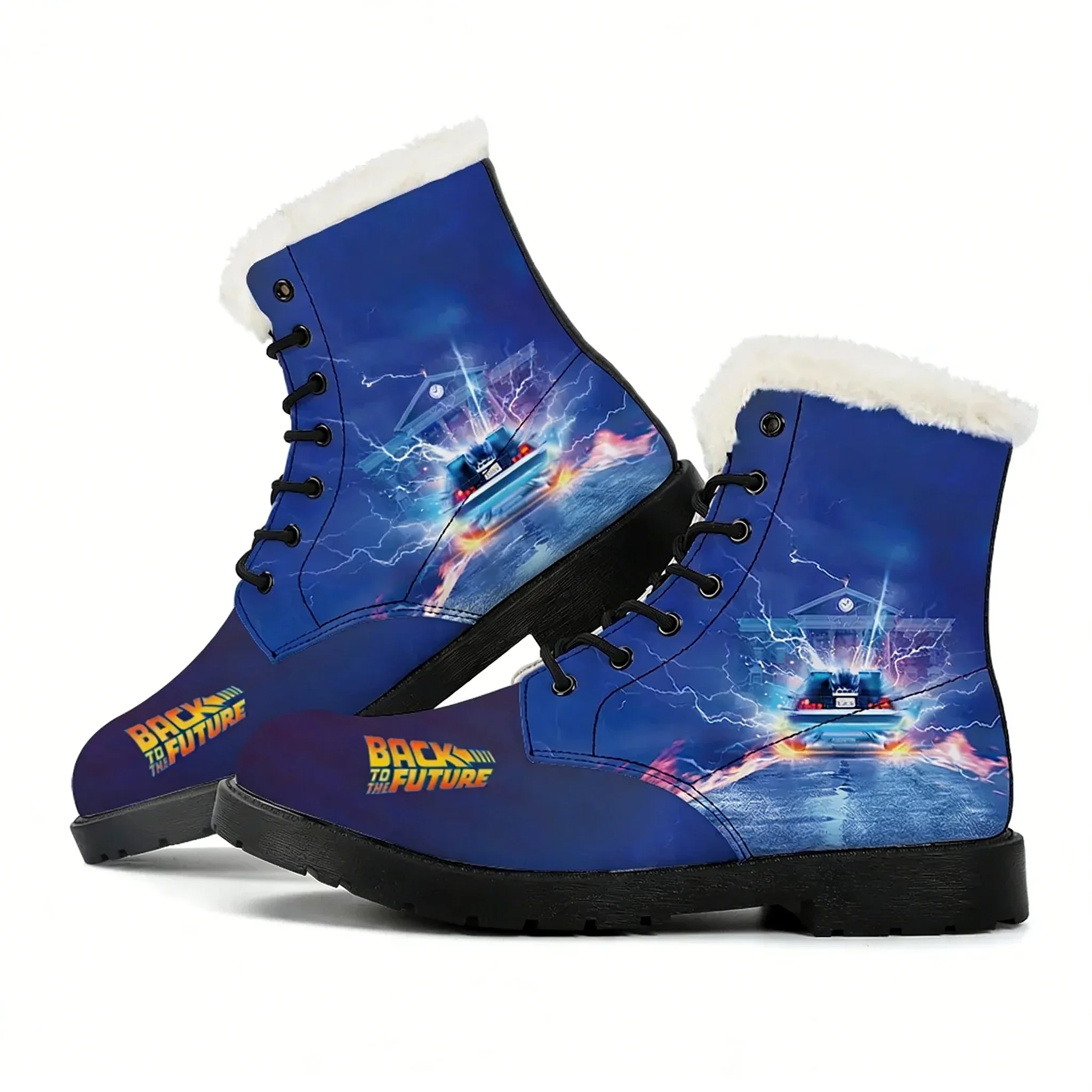 Back to the Future Plush Boot Men Women Teenager Casual Shoe Outdoor Warm Boot High Quality Personalized Pattern Customize Shoes view 2