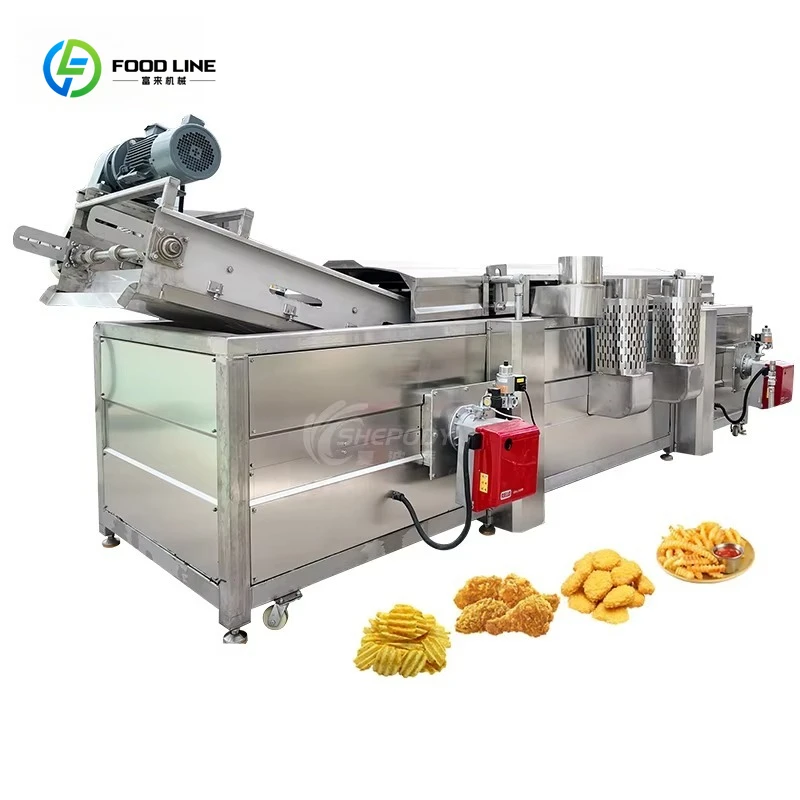 Continuous Gas Type Chicken Broasted Meat Deep Fryer Machine for Sal