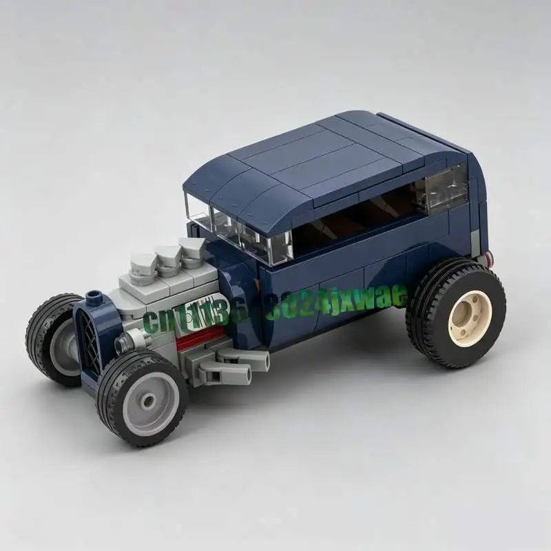 175Parts Classic Hot Rod Moc Car Model Custom Puzzle Vehicle Diy Creative Assembly Building Blocks Toy Collection Popular Gifts