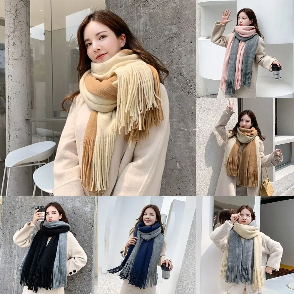 

Winter Warm Two-Color Imitation Cashmere Scarf Thicken Long Women's Shawl Wraps Comfortable Neck Warmer Wrap Snowy day