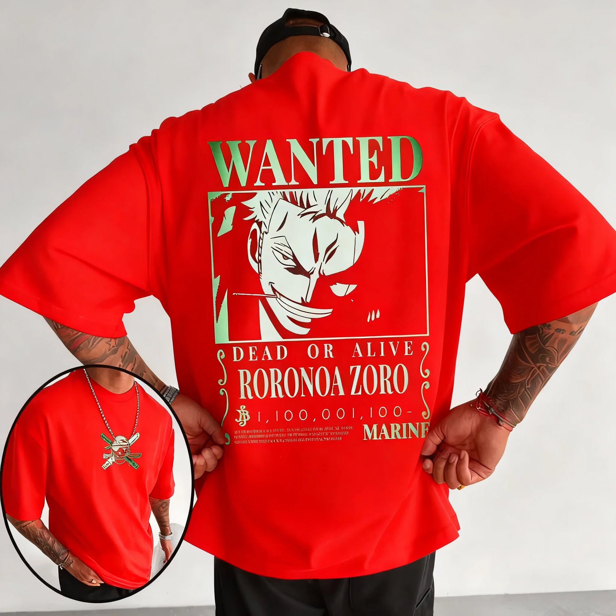 قطعة واحدة أنيمي رورونوا زورو الصورة الرمزية المشتركة القطن تي شيرت 2026 الرجال والنساء الصيف Harajuku عادية فضفاض Y2K الوالدين والطفل #2