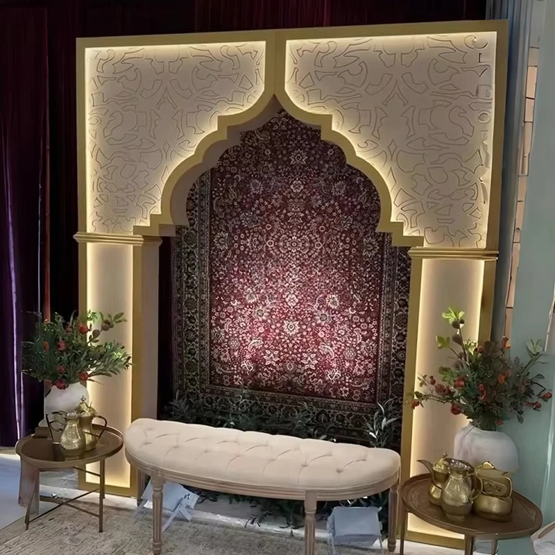 Nika Custom Heavy Duty Wedding Stage Glowing Background Glowing Muslim Festival Acrylic Hollow Pattern Wedding Arch