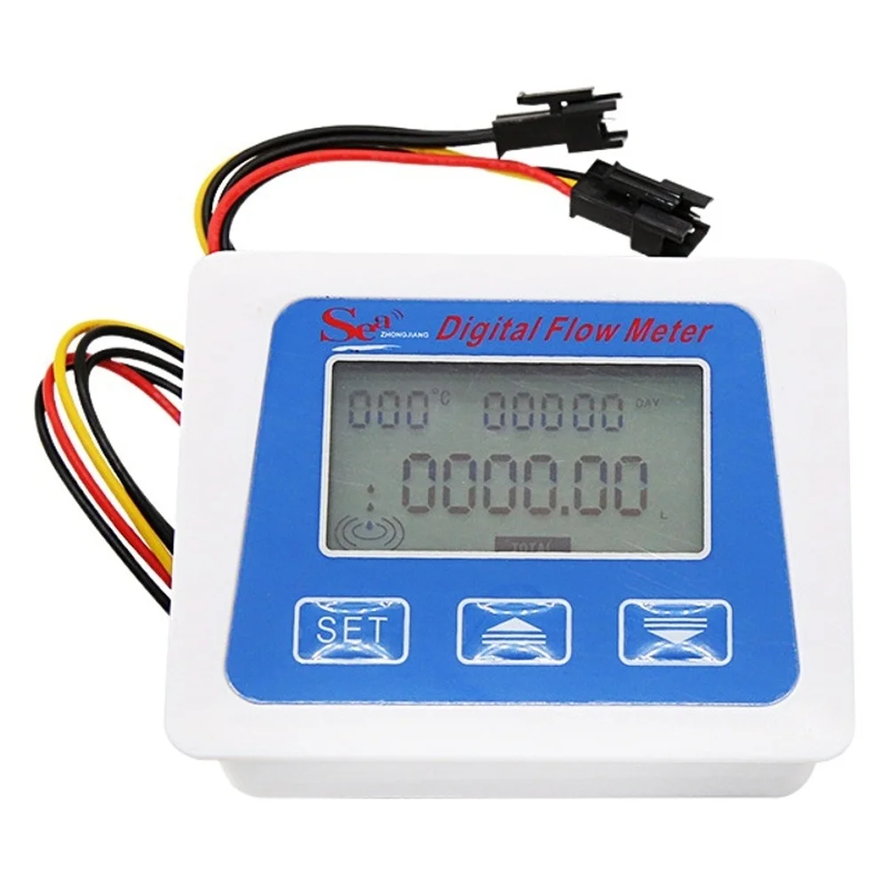 Battery Powered Electronic Water Flow Meter Digital LCD 1 30 L Min 0.1 9999 L Interface SM 3P SM 2P G Thread 4 Points Plastic