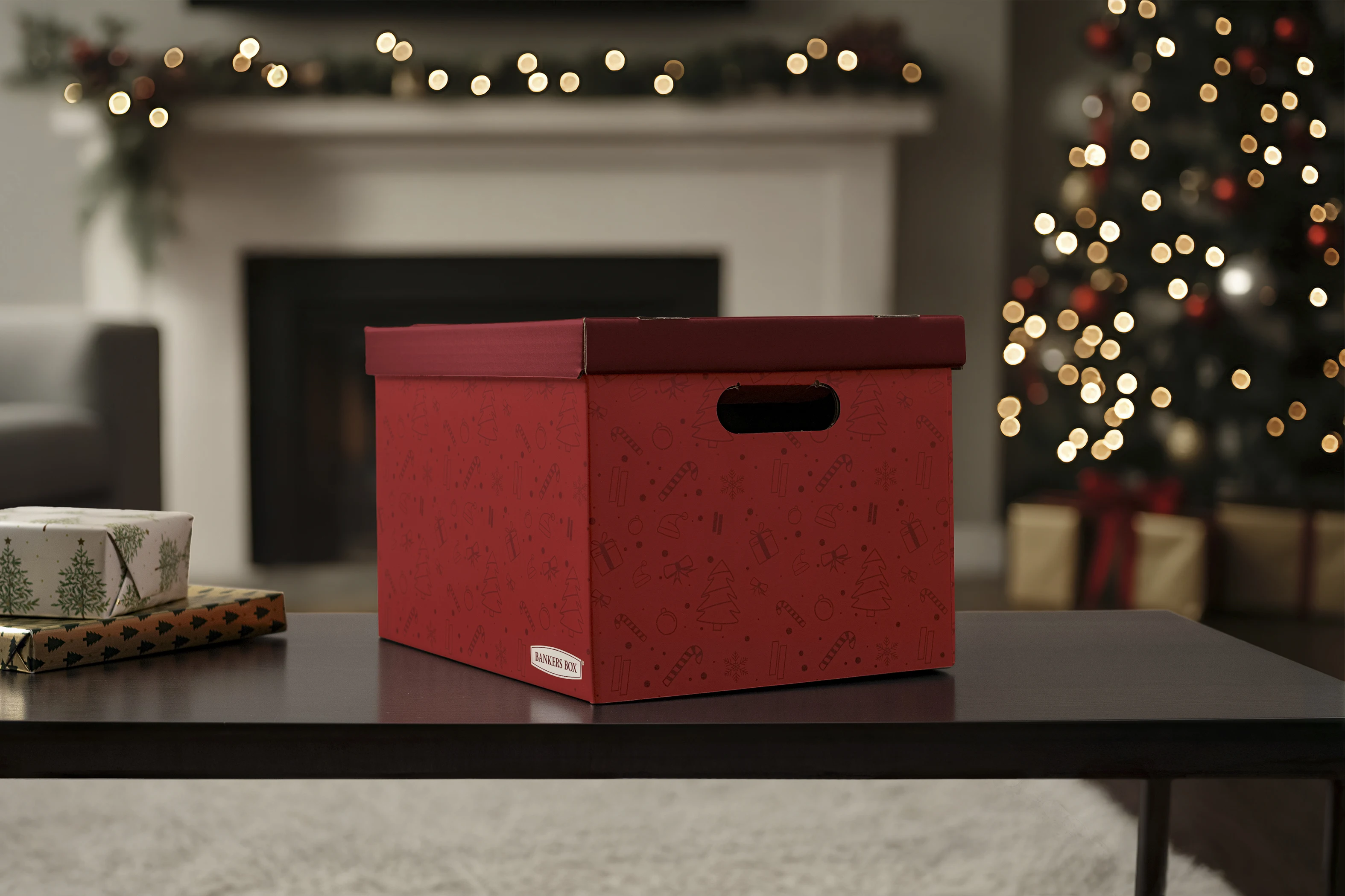 Holiday Corrugate Storage Box, 5 Pack, Red