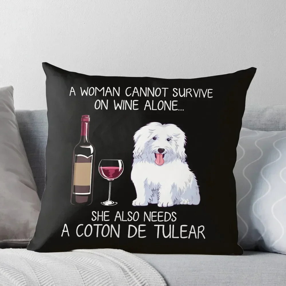 Coton de Tulear and wine Funny dog Throw Pillow anime girl Cushion Cover For Sofa pillow