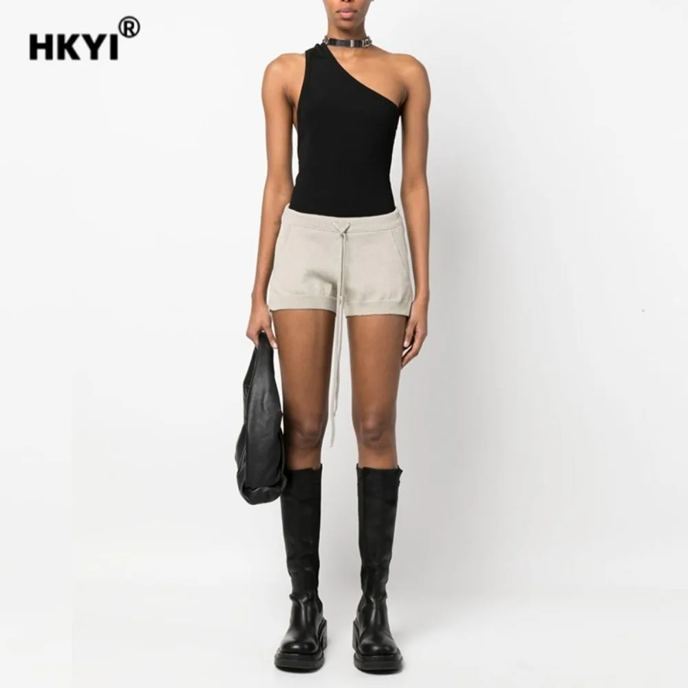 

HKYI женские трикотажные шорты в рубчик весна/лето шерстяные вязаные удобные шерстяные вязаные повседневные шорты