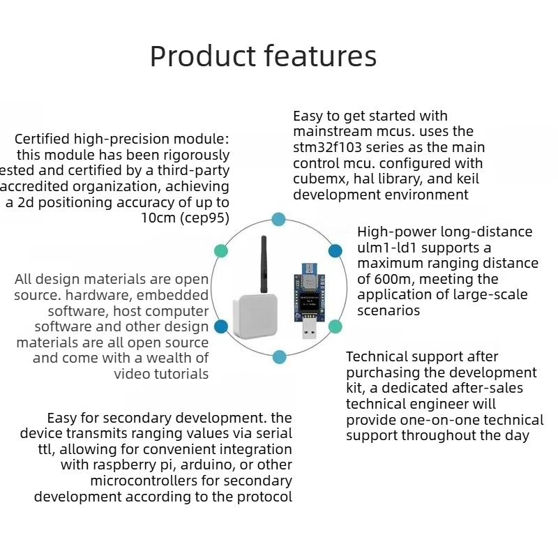 UWB high power wireless ranging indoor positioning base station module development board AGV navigation dw1000 data tutorial