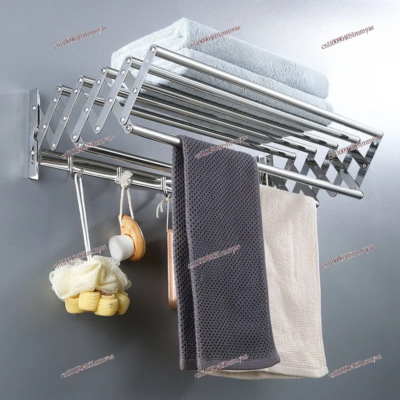 Stainless Steel Foldable Retractable Wall Mount Drying Rack for Bathroom Balcony