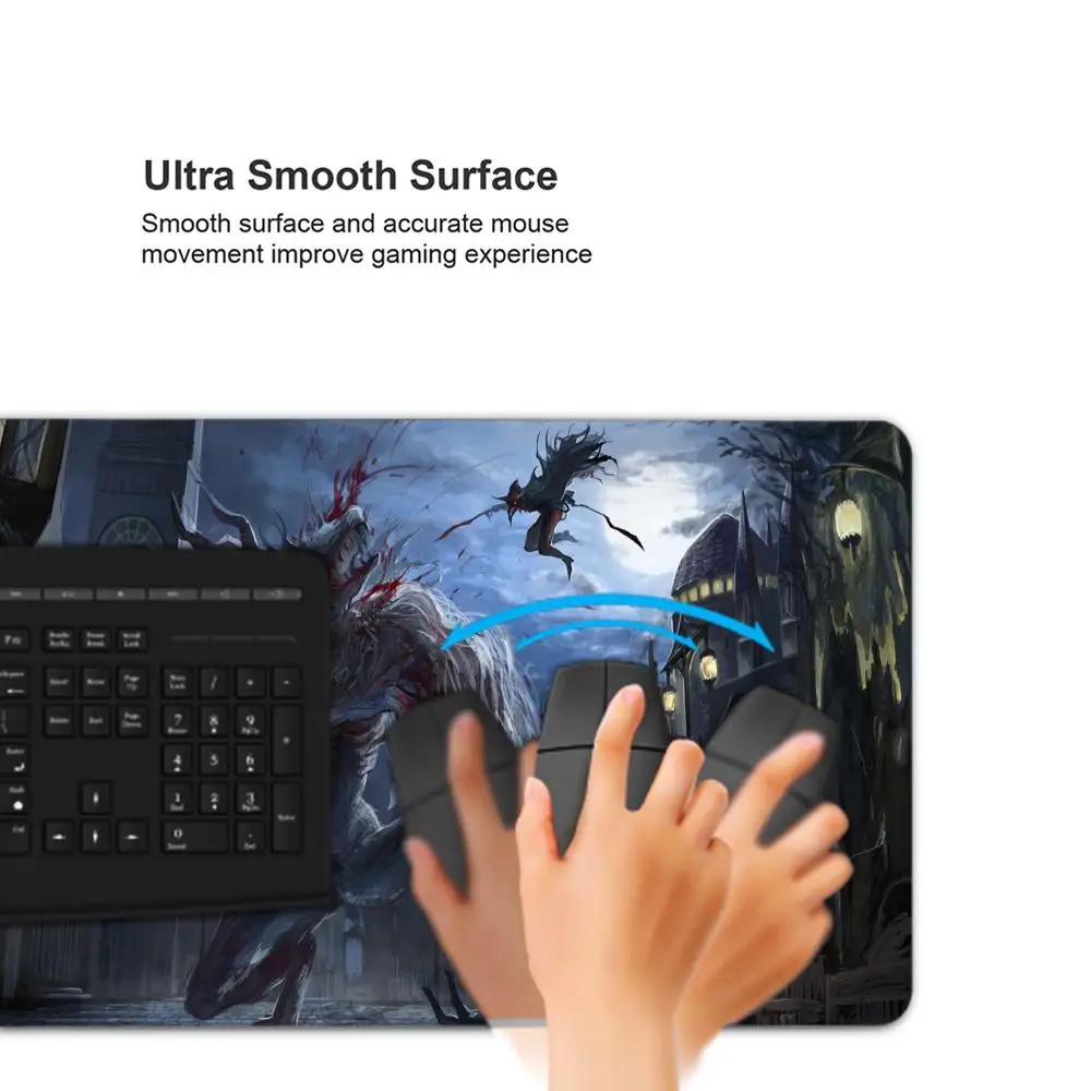 PC Gamer Rubber Desk Mat Anime Bloodborne Large Mousepad XXL Locking Edge Mousepad Office Non-Slip Keyboard Pads Gifts For Boys